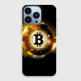 Чехол для iPhone 13 Pro с принтом Золотой биткоин в Кировске,  |  | bitcoin | black | business | coin | digital | electronic | emblem | future | golden | money | power | symbol | technology | web | yellow | бизнес | биткоин | будущее | валюта | веб | власть | деньги | желтый | жетон | золотой | криптовалюта | монета | сим