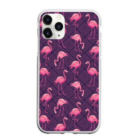 Чехол для iPhone 11 Pro Max матовый с принтом Фламинго в Кировске, Силикон |  | abstraction | beak | bird | fauna | feathers | flamingo | flora | geometry | happiness | nature | pink | purple | tropical | tropics | абстракция | геометрия | клюв | перья | природа | птица | розовый | счастье | тропики | тропический | фауна | фиолетовый