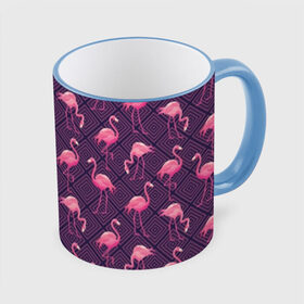 Кружка с принтом Фламинго в Кировске, керамика | ёмкость 330 мл | abstraction | beak | bird | fauna | feathers | flamingo | flora | geometry | happiness | nature | pink | purple | tropical | tropics | абстракция | геометрия | клюв | перья | природа | птица | розовый | счастье | тропики | тропический | фауна | фиолетовый