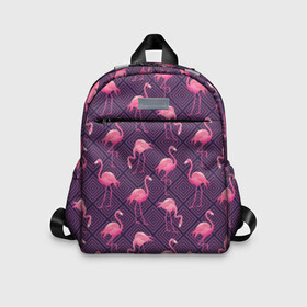 Детский рюкзак 3D с принтом Фламинго в Кировске, 100% полиэстер | лямки с регулируемой длиной, сверху петелька, чтобы рюкзак можно было повесить на вешалку. Основное отделение закрывается на молнию, как и внешний карман. Внутри дополнительный карман. По бокам два дополнительных кармашка | abstraction | beak | bird | fauna | feathers | flamingo | flora | geometry | happiness | nature | pink | purple | tropical | tropics | абстракция | геометрия | клюв | перья | природа | птица | розовый | счастье | тропики | тропический | фауна | фиолетовый