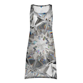 Платье-майка 3D с принтом Бриллиантовый блеск в Кировске, 100% полиэстер | полуприлегающий силуэт, широкие бретели, круглый вырез горловины, удлиненный подол сзади. | cut | diamond | gem | glitter | jewel | kaleidoscope | luxury | shine | sparkle | white | алмаз | белый | блеск | бриллиант | диамант | драгоценность | драгоценный камень | калейдоскоп | люкс | огранка | роскошь | сверкать | сияние