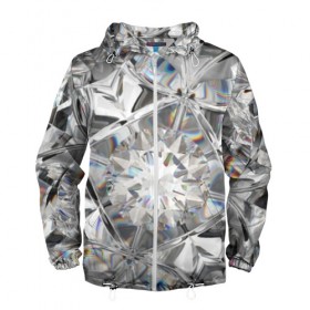 Мужская ветровка 3D с принтом Бриллиантовый блеск в Кировске, 100% полиэстер | подол и капюшон оформлены резинкой с фиксаторами, два кармана без застежек по бокам, один потайной карман на груди | cut | diamond | gem | glitter | jewel | kaleidoscope | luxury | shine | sparkle | white | алмаз | белый | блеск | бриллиант | диамант | драгоценность | драгоценный камень | калейдоскоп | люкс | огранка | роскошь | сверкать | сияние