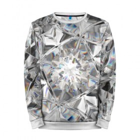 Мужской свитшот 3D с принтом Бриллиантовый блеск в Кировске, 100% полиэстер с мягким внутренним слоем | круглый вырез горловины, мягкая резинка на манжетах и поясе, свободная посадка по фигуре | cut | diamond | gem | glitter | jewel | kaleidoscope | luxury | shine | sparkle | white | алмаз | белый | блеск | бриллиант | диамант | драгоценность | драгоценный камень | калейдоскоп | люкс | огранка | роскошь | сверкать | сияние