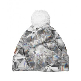 Шапка 3D c помпоном с принтом Бриллиантовый блеск в Кировске, 100% полиэстер | универсальный размер, печать по всей поверхности изделия | Тематика изображения на принте: cut | diamond | gem | glitter | jewel | kaleidoscope | luxury | shine | sparkle | white | алмаз | белый | блеск | бриллиант | диамант | драгоценность | драгоценный камень | калейдоскоп | люкс | огранка | роскошь | сверкать | сияние