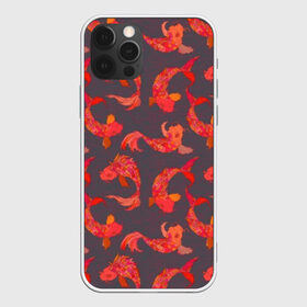 Чехол для iPhone 12 Pro Max с принтом Карпы кои в Кировске, Силикон |  | animals | eyes | fish | gray | i | japanese | mustache | nature | orange | pattern | rainbow | red | tail | vector | water | yellow | азиат | вода | восточный | глаза | жёлтый | животные | изображение | карпы | китайский | красный | оранжевый | паттерн | 