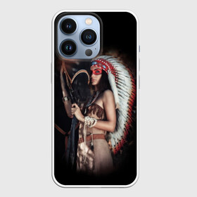 Чехол для iPhone 13 Pro с принтом Девушка с лошадью в Кировске,  |  | american | animal | black | body | color | costume | ethnic | girl | horse | indian | national | nature | race | red | totem | white | woma | белый | девушка | женщина | животное | индейский | индейцы | костюм | краснокожий | красный | лошадь | молодость 