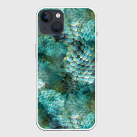 Чехол для iPhone 13 с принтом Чешуя русалки в Кировске,  |  | blue | color | fish | gray | green | mermaid | neyad | pattern | scales | sea | siren | skin | turquoise | wallpaper | water | бирюзовый | вода | зеленый | кожа | море | неяда | обои | паттерн | русалка | рыба | серый | сирена | цвет | чешуя