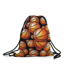 Рюкзак-мешок 3D с принтом Баскетбольные мячи в Кировске, 100% полиэстер | плотность ткани — 200 г/м2, размер — 35 х 45 см; лямки — толстые шнурки, застежка на шнуровке, без карманов и подкладки | Тематика изображения на принте: activity | ball | basketball | black | brightness | brown | circle | color | game | illustration | orange | sport | victory | yellow | активность | апельсиновый | баскетбол | желтый | игра | иллюстрация | коричневый | круг | мяч | оранжевый | победа | спо