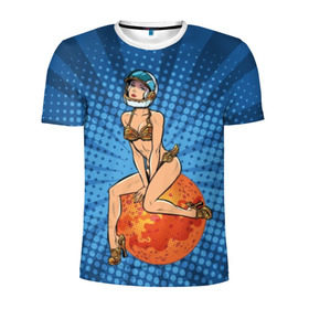 Мужская футболка 3D спортивная с принтом Пин - ап девушка ретро в Кировске, 100% полиэстер с улучшенными характеристиками | приталенный силуэт, круглая горловина, широкие плечи, сужается к линии бедра | 