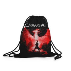 Рюкзак-мешок 3D с принтом Dragon Age в Кировске, 100% полиэстер | плотность ткани — 200 г/м2, размер — 35 х 45 см; лямки — толстые шнурки, застежка на шнуровке, без карманов и подкладки | Тематика изображения на принте: dragon age | gamer | grey wardens | inquisition | игры | инквизиция | компьютерные игры | серые стражи