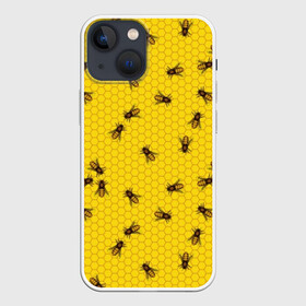 Чехол для iPhone 13 mini с принтом Пчелы в сотах в Кировске,  |  | bee | beehive | brown | bug | honey | honeycomb | insect | toiler | yellow | букашка | желтый | коричневый | мёд | насекомое | пчела | соты | труженик | улей