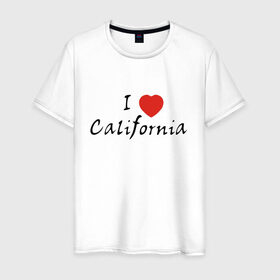 Мужская футболка хлопок с принтом I Love California в Кировске, 100% хлопок | прямой крой, круглый вырез горловины, длина до линии бедер, слегка спущенное плечо. | Тематика изображения на принте: 
