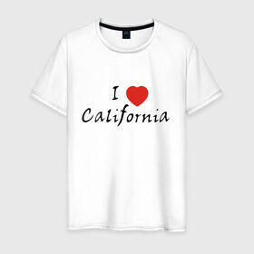 Мужская футболка хлопок с принтом I Love California в Кировске, 100% хлопок | прямой крой, круглый вырез горловины, длина до линии бедер, слегка спущенное плечо. | 