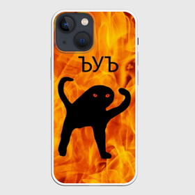 Чехол для iPhone 13 mini с принтом ЪУЪ СЪУКА в Кировске,  |  | angry | cat | cursed | internet | meme | memes | pikabu | truxkot19 | блэт | дорога | злой | интернет | кот | мем | мемы | на дороге | пикабу | прикол | приколы | руками | руки | съука | так | черный | ъеъ | ъуъ | юмор