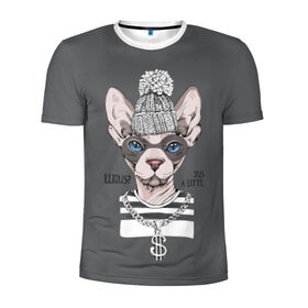 Мужская футболка 3D спортивная с принтом Криминальный кот в Кировске, 100% полиэстер с улучшенными характеристиками | приталенный силуэт, круглая горловина, широкие плечи, сужается к линии бедра | breed | cat | chain | cool | decoration | dollar | gangster | hat | kitty | kote | logan | money | motto | pendant | rebel | rebellion | sphinx | text | бандит | бунтарь | девиз | деньги | доллар | киса | кот | котик | котэ | круто | кулон | логан | мяте 