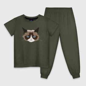 Детская пижама хлопок с принтом Сердитый котик,Grumpy cat в Кировске, 100% хлопок |  брюки и футболка прямого кроя, без карманов, на брюках мягкая резинка на поясе и по низу штанин
 | 