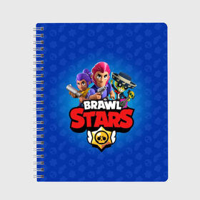 Тетрадь с принтом BRAWL STARS в Кировске, 100% бумага | 48 листов, плотность листов — 60 г/м2, плотность картонной обложки — 250 г/м2. Листы скреплены сбоку удобной пружинной спиралью. Уголки страниц и обложки скругленные. Цвет линий — светло-серый
 | brawl | bull | colt | crow | el primo | game | games | leon | moba | online | penny | poco | shelly | spike | star | stars | wanted | брав | бравл | браво | звезда | звезды | игра | игры | лого | моба | онлайн | старс