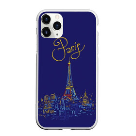 Чехол для iPhone 11 Pro Max матовый с принтом Париж в Кировске, Силикон |  | blue | drawing | eiffel tower | france | paris | romance | yellow | желтый | париж | рисунок | романтика | синий | франция | эйфелева башня