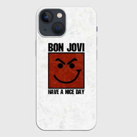 Чехол для iPhone 13 mini с принтом Have a nice day в Кировске,  |  | bon jovi | альбом | арена | бон | бон джови | глэм | группа | джови | джон | метал | музыка | надпись | песни | поп | попрок | рок | рокер | смайл | солист | софт | стена | хард | хеви | хевиметал