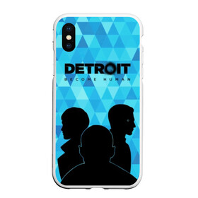 Чехол для iPhone XS Max матовый с принтом Detroit: Become Human. в Кировске, Силикон | Область печати: задняя сторона чехла, без боковых панелей | become human | connor | dbh | dbhpk19 | detroit | detroit city | абстракция | анимация | геометрия | детройт | игра | коннор | надпись | силуэт | стать человеком | текстура | треугольник | треугольники