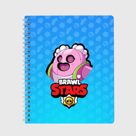 Тетрадь с принтом Sakura Spike - BRAWL STARS в Кировске, 100% бумага | 48 листов, плотность листов — 60 г/м2, плотность картонной обложки — 250 г/м2. Листы скреплены сбоку удобной пружинной спиралью. Уголки страниц и обложки скругленные. Цвет линий — светло-серый
 | Тематика изображения на принте: brawl | bull | colt | crow | el primo | game | games | leon | moba | online | penny | poco | sakura | shelly | spike | star | stars | wanted | брав | бравл | браво | звезда | звезды | игра | игры | онлайн | старс