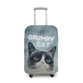 Чехол для чемодана 3D с принтом Grumpy Cat в Кировске, 86% полиэфир, 14% спандекс | двустороннее нанесение принта, прорези для ручек и колес | кот | котики | коты | мем | мемы | сердитый кот