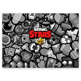 Поздравительная открытка с принтом BRAWL STARS в Кировске, 100% бумага | плотность бумаги 280 г/м2, матовая, на обратной стороне линовка и место для марки
 | Тематика изображения на принте: brawl | bull | colt | crow | el primo | game | games | leon | moba | online | penny | poco | shelly | spike | star | stars | wanted | брав | бравл | браво | звезда | звезды | игра | игры | лого | моба | онлайн | старс