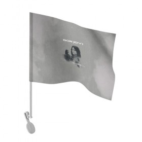 Флаг для автомобиля с принтом Bon Jovi в Кировске, 100% полиэстер | Размер: 30*21 см | bon jovi | альбом | арена | бон | бон джови | глэм | группа | джови | джон | метал | музыка | надпись | песни | поп | попрок | рок | рокер | смайл | солист | софт | стена | хард | хеви | хевиметал