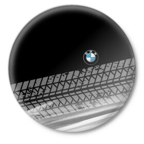 Значок с принтом BMW в Кировске,  металл | круглая форма, металлическая застежка в виде булавки | Тематика изображения на принте: bmw | авто | автомобиль | бмв | лого | логотип | машина | надпись | текстура