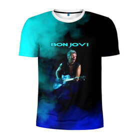 Мужская футболка 3D спортивная с принтом Bon Jovi в Кировске, 100% полиэстер с улучшенными характеристиками | приталенный силуэт, круглая горловина, широкие плечи, сужается к линии бедра | bon jovi | john | альбом | арена | бон | бон джови | глэм | группа | джови | джон | метал | музыка | надпись | песни | поп | попрок | рок | рокер | смайл | солист | софт | стена | хард | хеви | хевиметал