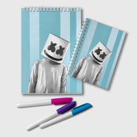 Блокнот с принтом Marshmello в Кировске, 100% бумага | 48 листов, плотность листов — 60 г/м2, плотность картонной обложки — 250 г/м2. Листы скреплены удобной пружинной спиралью. Цвет линий — светло-серый
 | fortnite | joytime | marshmallow | marshmello | маршмелло | маршмеллоу | фортнайт