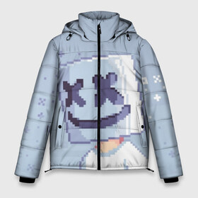 Мужская зимняя куртка 3D с принтом Marshmello Pixel в Кировске, верх — 100% полиэстер; подкладка — 100% полиэстер; утеплитель — 100% полиэстер | длина ниже бедра, свободный силуэт Оверсайз. Есть воротник-стойка, отстегивающийся капюшон и ветрозащитная планка. 

Боковые карманы с листочкой на кнопках и внутренний карман на молнии. | Тематика изображения на принте: fortnite | joytime | marshmallow | marshmello | маршмелло | маршмеллоу | фортнайт
