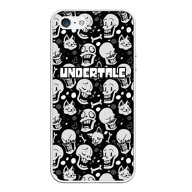 Чехол для iPhone 5/5S матовый с принтом UNDERTALE в Кировске, Силикон | Область печати: задняя сторона чехла, без боковых панелей | game | undertale | азриэль дримурр | альфис | андайн | андертейл | асгор дримурр | добро | дьявол | зло | игра | игры | кости | меттатон | папирус | санс | стрела | ториэль | трезубец | фриск | чара | черный