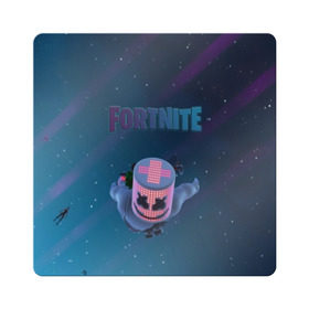 Магнит виниловый Квадрат с принтом Fortnite x Marshmello (Smail). в Кировске, полимерный материал с магнитным слоем | размер 9*9 см, закругленные углы | 3d | fortnite | marshmello | smail | абстракция | дизайн | звезды | игра | искусство | космос | маршмеллоу | надпись | смайл | стиль | текстура | эмблема