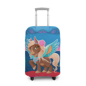 Чехол для чемодана 3D с принтом Милый единорог в Кировске, 86% полиэфир, 14% спандекс | двустороннее нанесение принта, прорези для ручек и колес | pony | грива | девочка | единорог | конь | копыта | красивая | лошадка | лошадь | милая | пони | природа закат | радуга