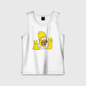 Детская майка хлопок с принтом Homer Ahegao в Кировске,  |  | ahegao | anime | homer | kawaii | manga | simpson | аниме | ахегао | гомер | кавай | манга | симпсон