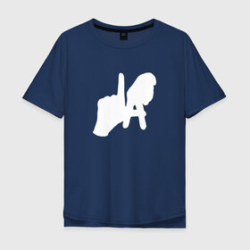 Мужская футболка хлопок Oversize с принтом Los Angeles Hand Sign в Кировске, 100% хлопок | свободный крой, круглый ворот, “спинка” длиннее передней части | la | америка | знак | калифорния | ладонь | лос анджелес | мечта | нью йорк | океан | руки | сша