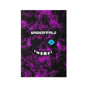 Обложка для паспорта матовая кожа с принтом Undertale Sans. в Кировске, натуральная матовая кожа | размер 19,3 х 13,7 см; прозрачные пластиковые крепления | 3d | pixel | sans | undertale | абстракция | андертейл | без глаз | игра | надпись | пиксель | пикселя | подземная история | текстура