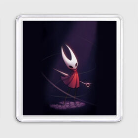 Магнит 55*55 с принтом Hollow Knight в Кировске, Пластик | Размер: 65*65 мм; Размер печати: 55*55 мм | hollow knight | детская | для детей | игра | компьютерная игра | королевство | рыцарь | темный рыцарь | холлов кнайт | экшен