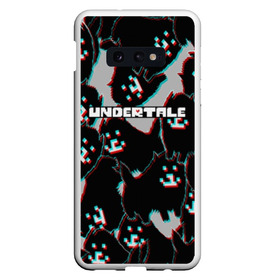 Чехол для Samsung S10E с принтом Undertale (Надоедливый пёс) в Кировске, Силикон | Область печати: задняя сторона чехла, без боковых панелей | Тематика изображения на принте: 3d | glitch | pixel | undertale | андертейл | без глаз | глитч | игра | надоедливая собака | надоедливый пес | надпись | пиксель | пикселя | подземная история | текстура