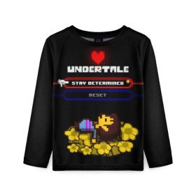 Детский лонгслив 3D с принтом Undertale. в Кировске, 100% полиэстер | длинные рукава, круглый вырез горловины, полуприлегающий силуэт
 | 3d | pixel | undertale | абстракция | андертейл | геометрия | игра | надпись | пиксель | пикселя | подземная история | сердце | текстура