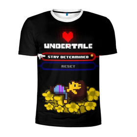 Мужская футболка 3D спортивная с принтом Undertale. в Кировске, 100% полиэстер с улучшенными характеристиками | приталенный силуэт, круглая горловина, широкие плечи, сужается к линии бедра | 3d | pixel | undertale | абстракция | андертейл | геометрия | игра | надпись | пиксель | пикселя | подземная история | сердце | текстура