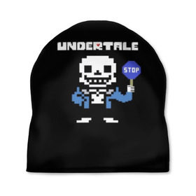 Шапка 3D с принтом Undertale STOP. в Кировске, 100% полиэстер | универсальный размер, печать по всей поверхности изделия | 3d | pixel | sans | stop | undertale | абстракция | алфавит | андертейл | буквы | геометрия | знак | игра | надпись | пиксель | пикселя | подземная история | текстура