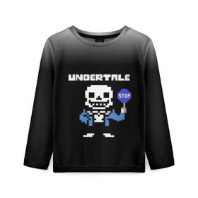 Детский лонгслив 3D с принтом Undertale STOP. в Кировске, 100% полиэстер | длинные рукава, круглый вырез горловины, полуприлегающий силуэт
 | Тематика изображения на принте: 3d | pixel | sans | stop | undertale | абстракция | алфавит | андертейл | буквы | геометрия | знак | игра | надпись | пиксель | пикселя | подземная история | текстура