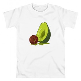 Мужская футболка хлопок с принтом Avocado R.I.P. в Кировске, 100% хлопок | прямой крой, круглый вырез горловины, длина до линии бедер, слегка спущенное плечо. | авокадо | арт | веган | вегетарианец | вкусняшка | еда | жиры | зеленый | зож | косточка | милый | овощи | пп | фрукты | юмор