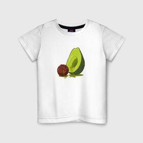 Детская футболка хлопок с принтом Avocado R.I.P. в Кировске, 100% хлопок | круглый вырез горловины, полуприлегающий силуэт, длина до линии бедер | авокадо | арт | веган | вегетарианец | вкусняшка | еда | жиры | зеленый | зож | косточка | милый | овощи | пп | фрукты | юмор