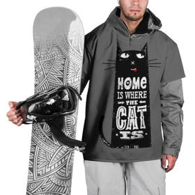 Накидка на куртку 3D с принтом Дом там, где твой кот в Кировске, 100% полиэстер |  | black | cat | cool | gray | kitten | motto | muzzle | slogan | text | white | белый | девиз | кот | котёнок | котик | кошачья | лозунг | прикольный | серый | текст | черный