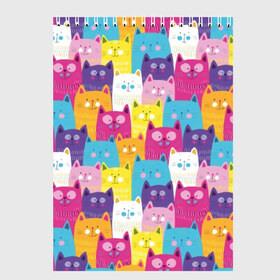 Скетчбук с принтом Разноцветные котики в Кировске, 100% бумага
 | 48 листов, плотность листов — 100 г/м2, плотность картонной обложки — 250 г/м2. Листы скреплены сверху удобной пружинной спиралью | blue | cat | colorful | cool | cute | funny | kitten | orange | paws | pink | purple | smile | tail | torso | white | yellow | белый | желтый | забавный | кот | котёнок | котик | котэ | кошка | лапы | милый | оранжевый | прикольный | разноцветны