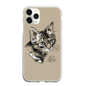 Чехол для iPhone 11 Pro Max матовый с принтом Best friend в Кировске, Силикон |  | attractive face | cat | collar | cute | drawing | funny | kitten | mustache | touching | забавный | кот | котёнок | милый | ошейник | рисунок | трогательный | усы