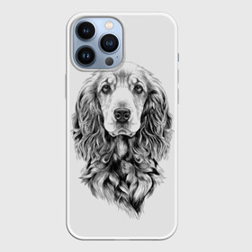 Чехол для iPhone 13 Pro Max с принтом Кокер спаниель в Кировске,  |  | animal | black | breed | cocker spaniel | cool | dog | eyes | interesting | look | muzzle | white | wool | белый | взгляд | глаза | животное | интересный | кокер спаниель | пёс | порода | прикольный | псина | собака | собакен | черный | шерсть